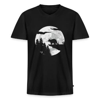 Waschbär - Männer Premium Bio T-Shirt mit V-Ausschnitt - Schwarz - Vorne - Nico (187cm)