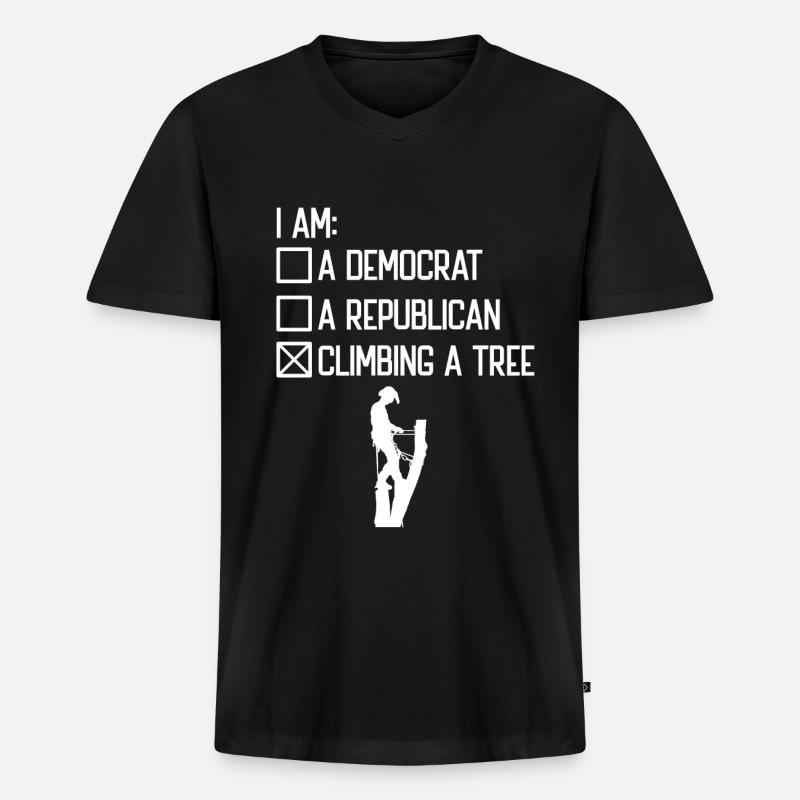 Baumklettern Baumpfleger Arborist Baumkletterer - Männer Premium Bio T-Shirt mit V-Ausschnitt - Schwarz