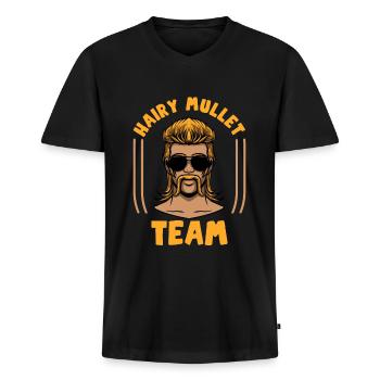 Mulet - T-shirt encolure en V Premium bio Homme - noir - Devant - Nico (187cm)