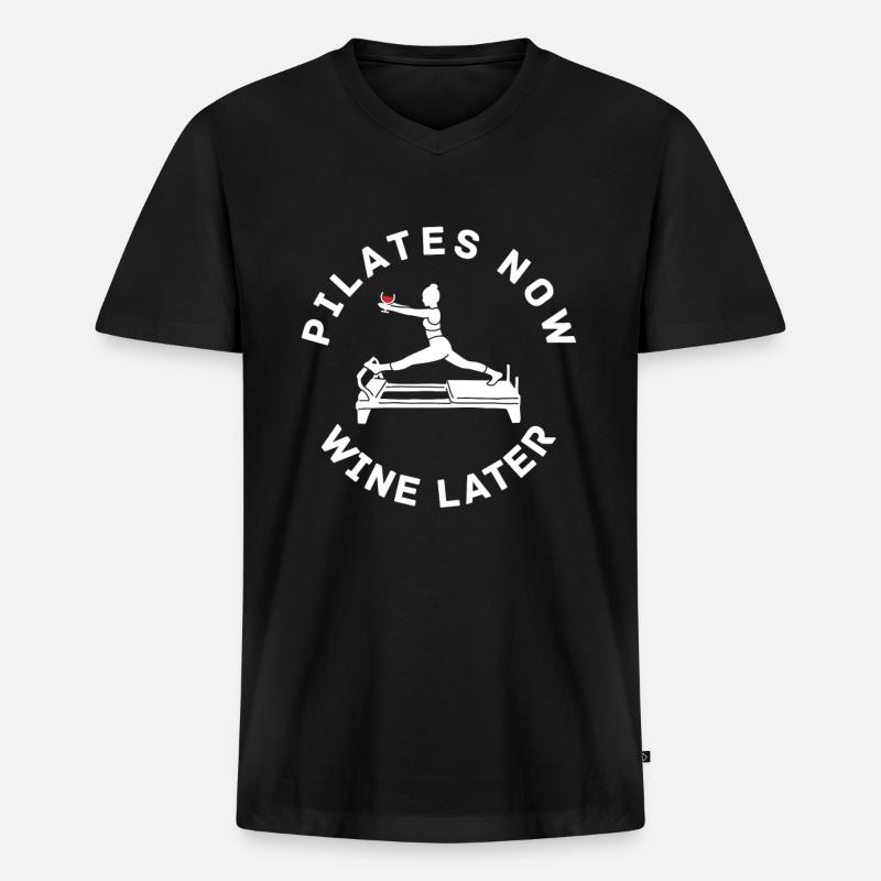 Pilates Trainer - Männer Premium Bio T-Shirt mit V-Ausschnitt - Schwarz