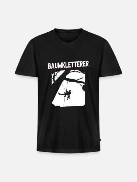 Baumklettern Baumpfleger Arborist Baumkletterer - Männer Premium Bio T-Shirt mit V-Ausschnitt - Schwarz