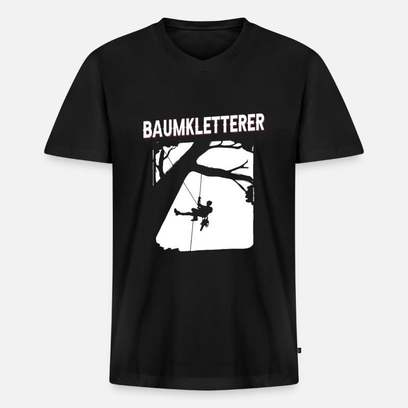 Baumklettern Baumpfleger Arborist Baumkletterer - Männer Premium Bio T-Shirt mit V-Ausschnitt - Schwarz