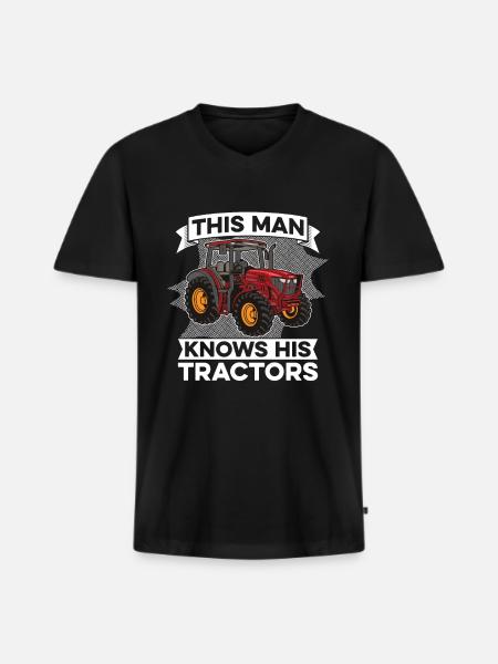 Trekker Traktor Traktor Landmand Landmand - Premium økologisk T-shirt med V-hals til mænd - sort
