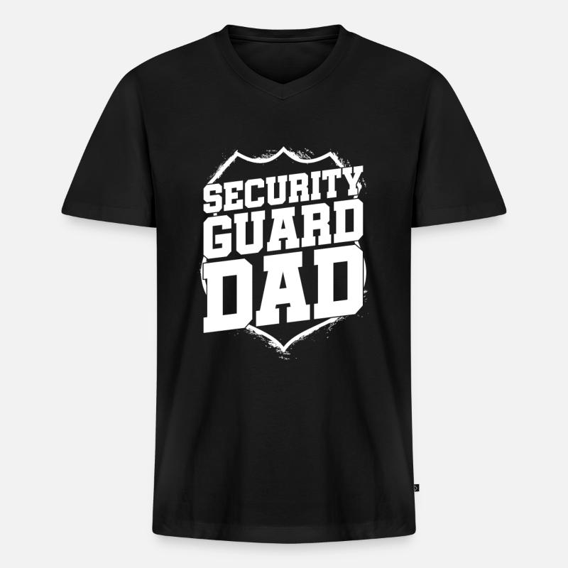 Security Wachmann Sicherheitsdienst - Männer Premium Bio T-Shirt mit V-Ausschnitt - Schwarz