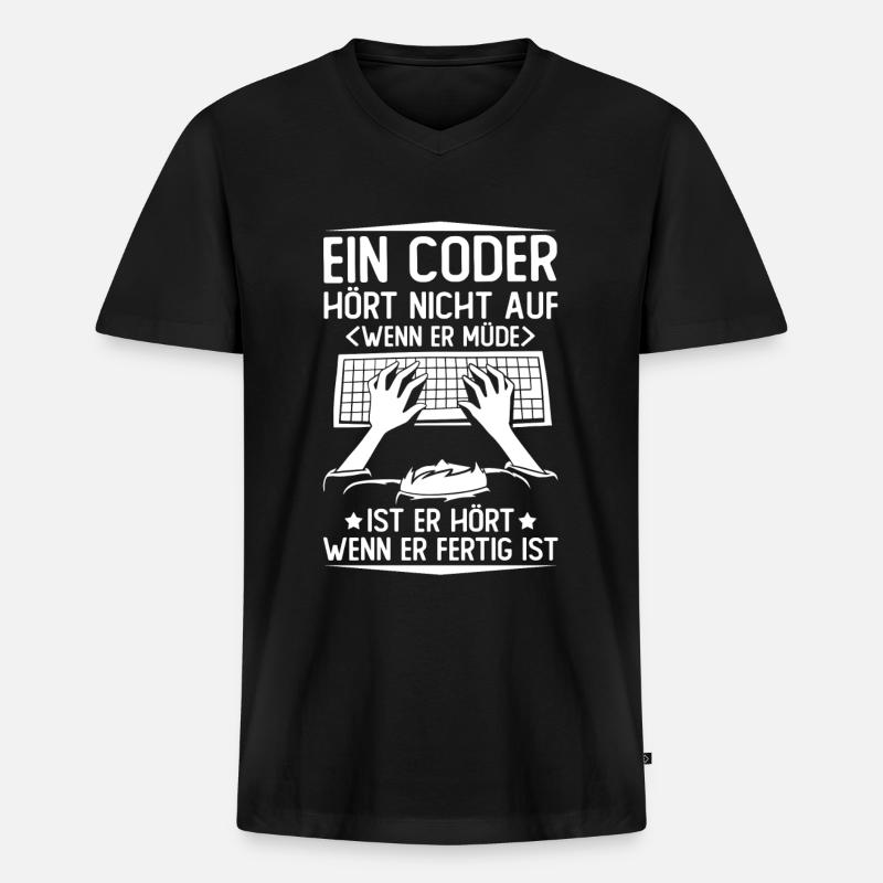 Programmierer Coder Software Entwickler - Männer Premium Bio T-Shirt mit V-Ausschnitt - Schwarz