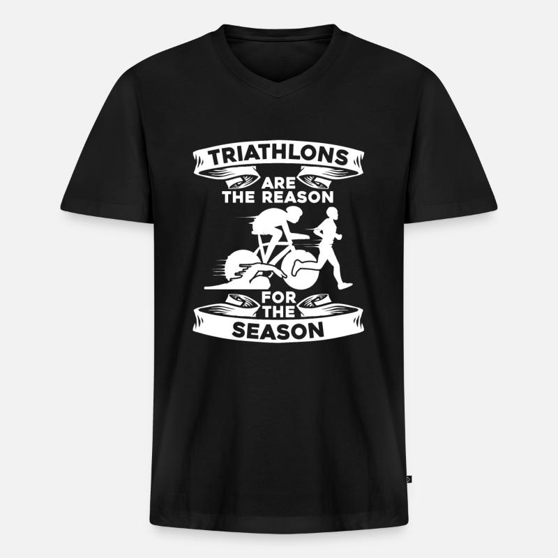 Triathlon - Männer Premium Bio T-Shirt mit V-Ausschnitt - Schwarz