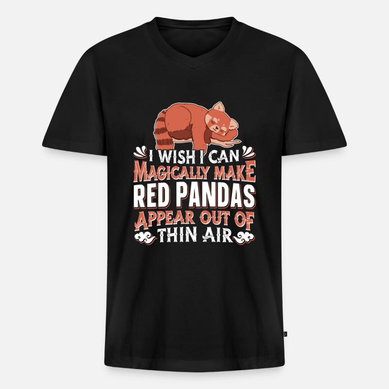 Katzenbär Roter Panda - Männer Premium Bio T-Shirt mit V-Ausschnitt - Schwarz