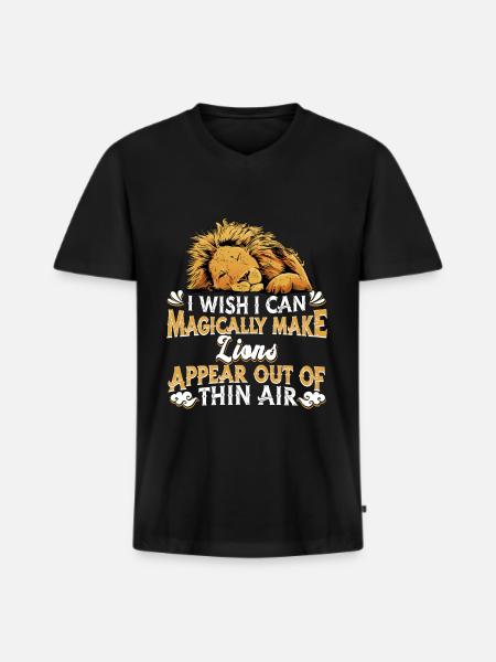 Lion - Men's Premium Organic T-shirt with V-neck - black