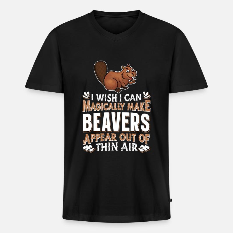 Biber - Männer Premium Bio T-Shirt mit V-Ausschnitt - Schwarz