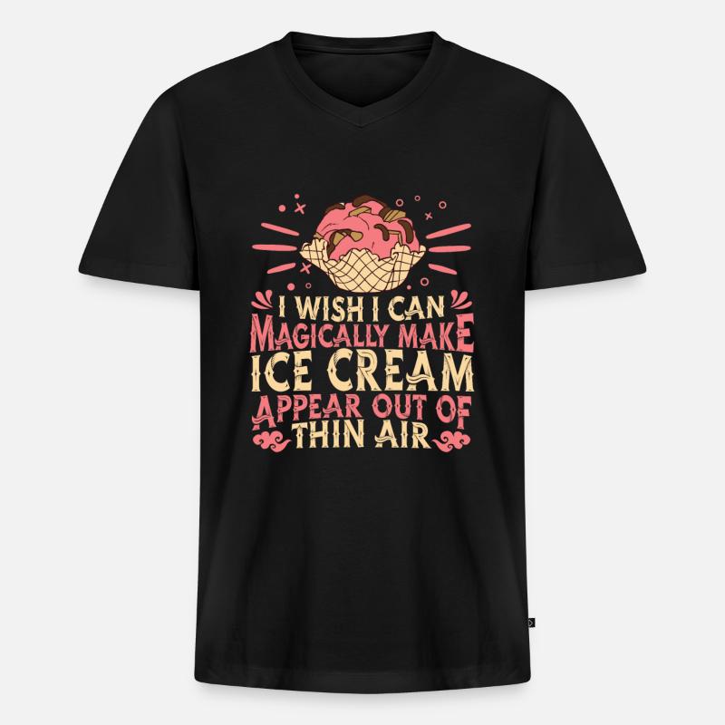 Eis Eiscreme - Männer Premium Bio T-Shirt mit V-Ausschnitt - Schwarz
