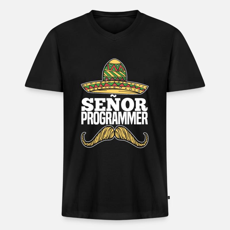 Programmierer Coder Software Entwickler - Männer Premium Bio T-Shirt mit V-Ausschnitt - Schwarz