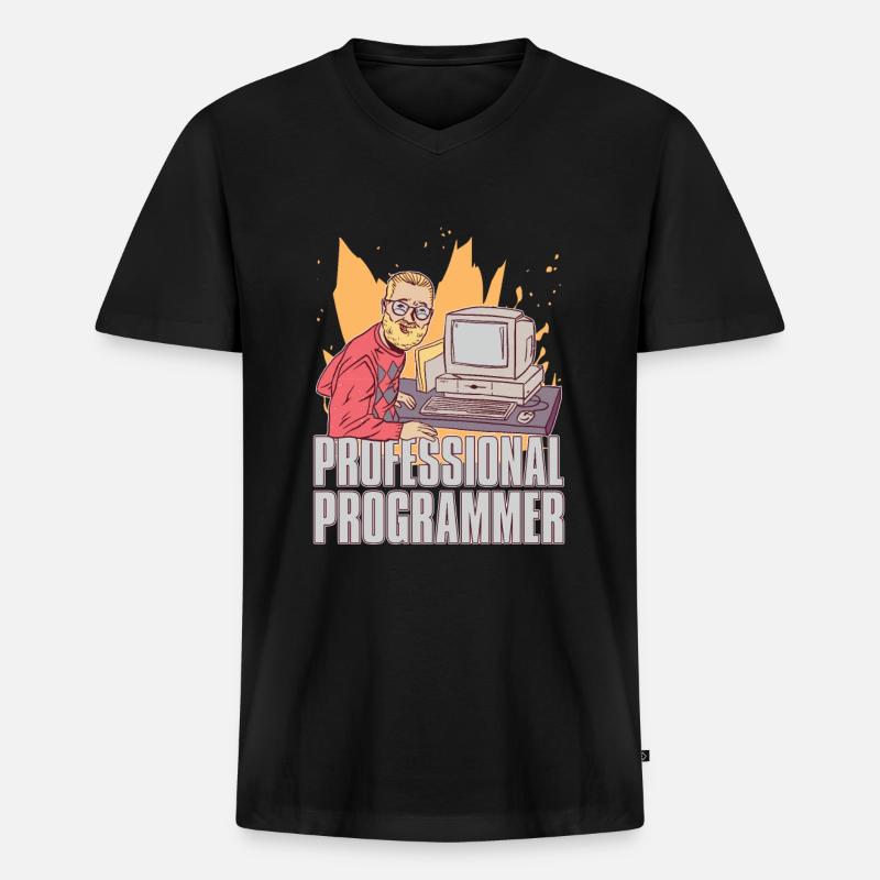 Programmierer Coder Software Entwickler - Männer Premium Bio T-Shirt mit V-Ausschnitt - Schwarz