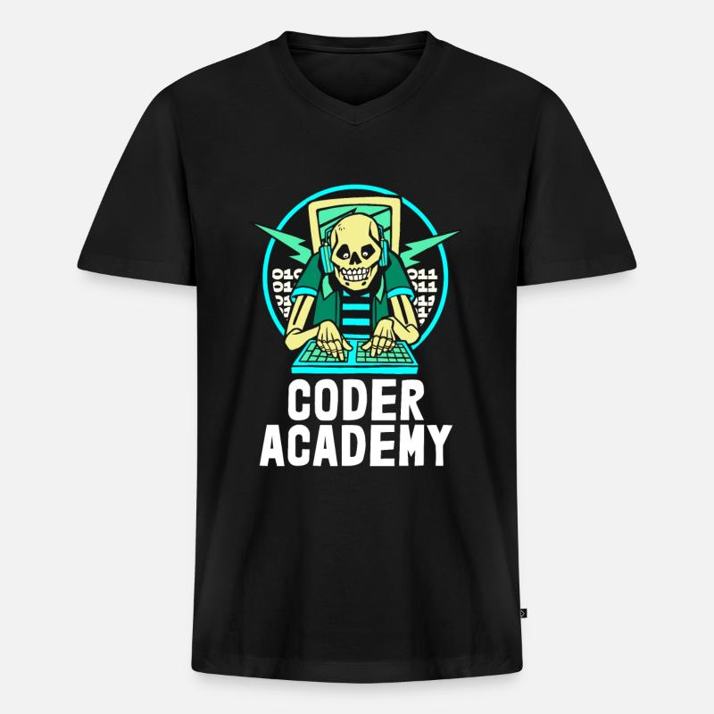 Programmierer Coder Software Entwickler - Männer Premium Bio T-Shirt mit V-Ausschnitt - Schwarz