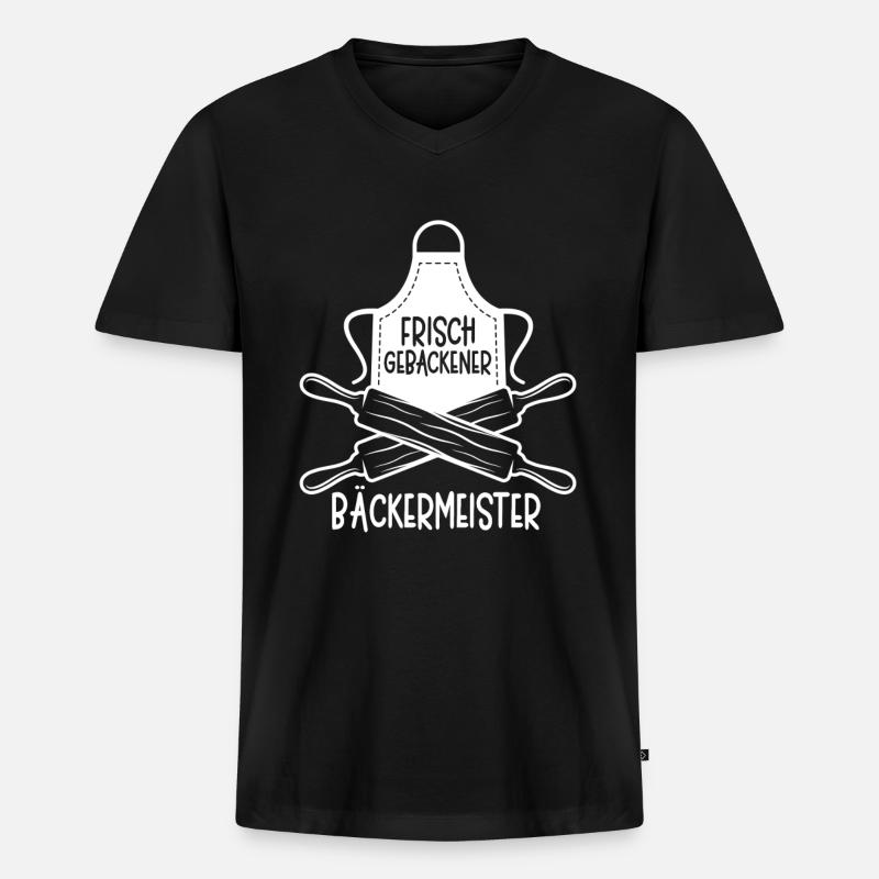 Bäcker Backen Konditor - Männer Premium Bio T-Shirt mit V-Ausschnitt - Schwarz