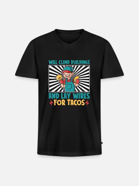 Electrician Electrical Engineer Electronics Technician - Men's Premium Organic T-shirt with V-neck - black