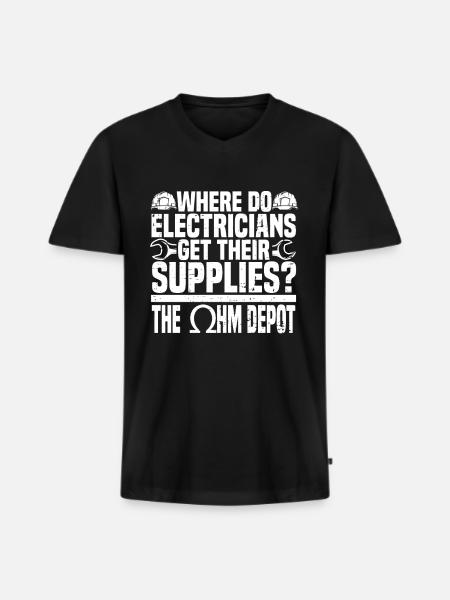 Electrician Electrical Engineer Electronics Technician - Men's Premium Organic T-shirt with V-neck - black