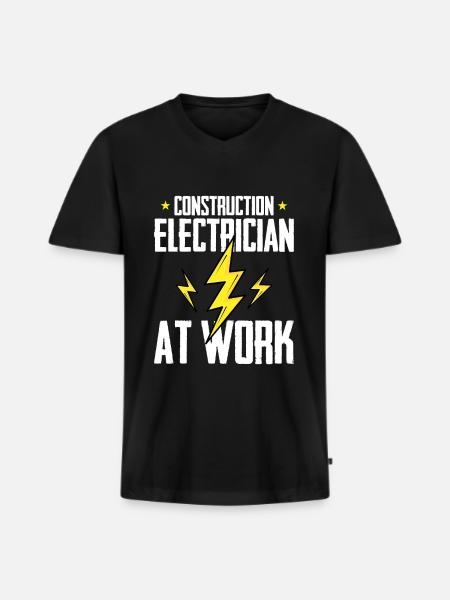 Electrician Electrical Engineer Electronics Technician - Men's Premium Organic T-shirt with V-neck - black