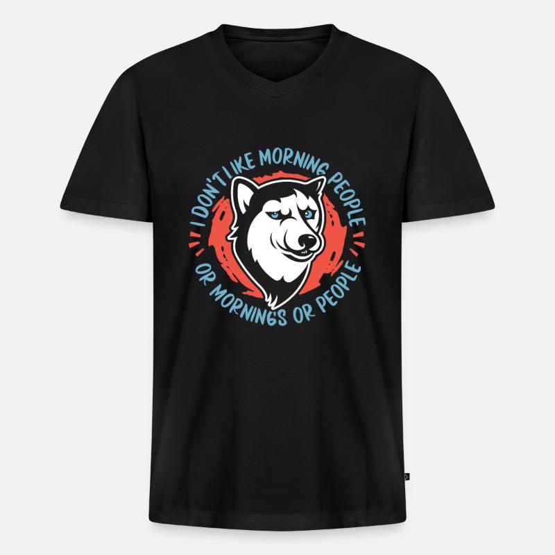 Siberian Husky Hund - Männer Premium Bio T-Shirt mit V-Ausschnitt - Schwarz