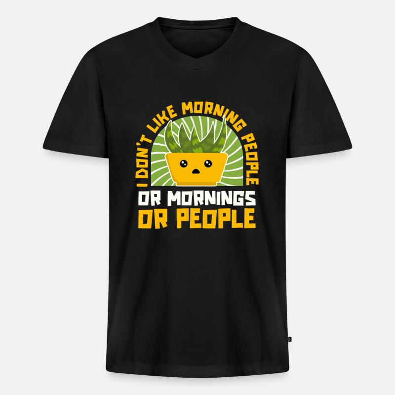 Aloe Vera - Männer Premium Bio T-Shirt mit V-Ausschnitt - Schwarz