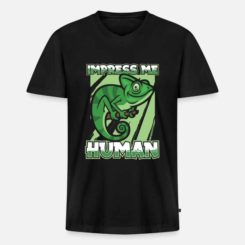 Chameleon Chamäleon - Männer Premium Bio T-Shirt mit V-Ausschnitt - Schwarz