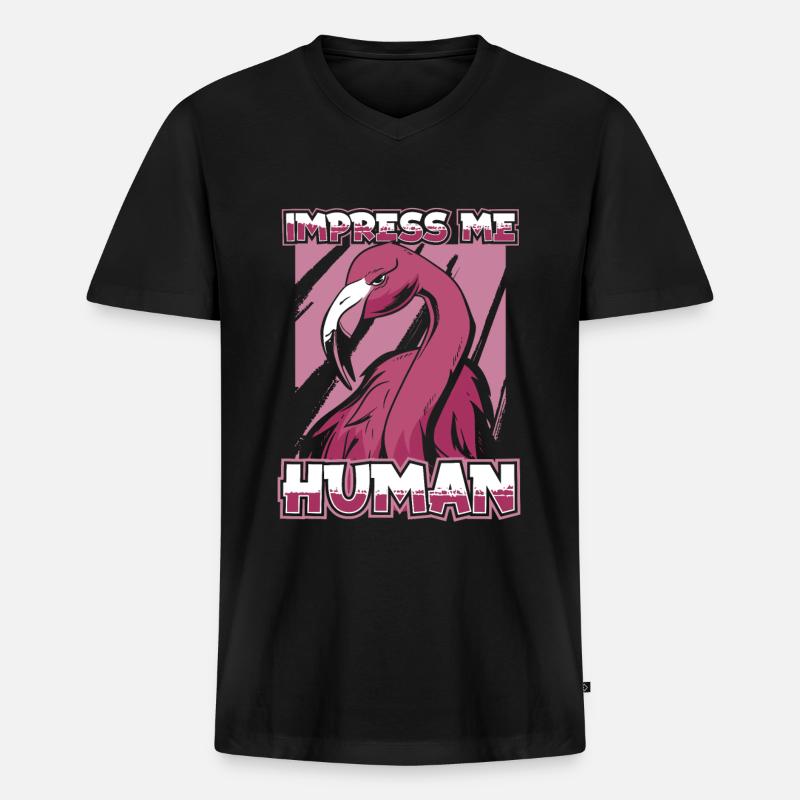 Flamingo - Männer Premium Bio T-Shirt mit V-Ausschnitt - Schwarz
