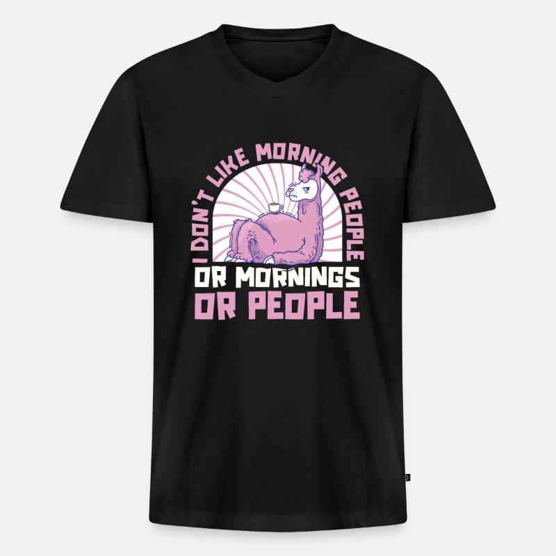 Lama Llama Alpaka - Männer Premium Bio T-Shirt mit V-Ausschnitt - Schwarz