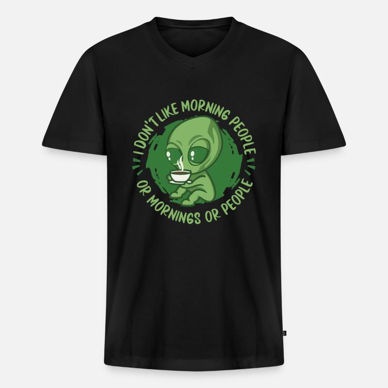 Alien Außerirdischer - Männer Premium Bio T-Shirt mit V-Ausschnitt - Schwarz