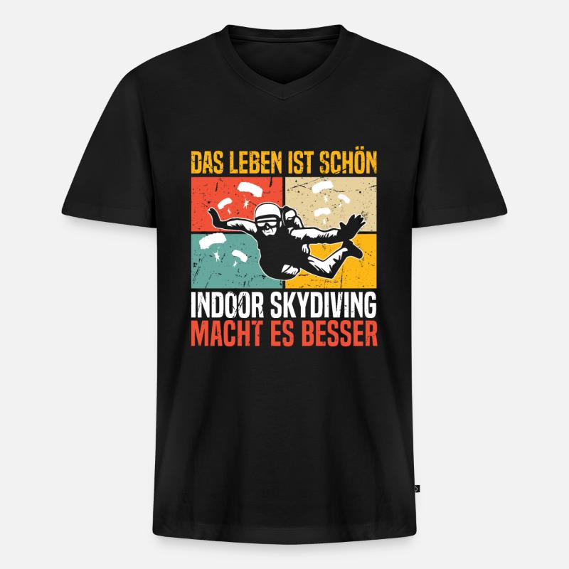 Indoor-Skydiving - Männer Premium Bio T-Shirt mit V-Ausschnitt - Schwarz