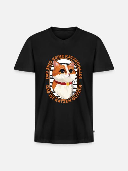 Katze Mietzekatze Hauskatze - Männer Premium Bio T-Shirt mit V-Ausschnitt - Schwarz
