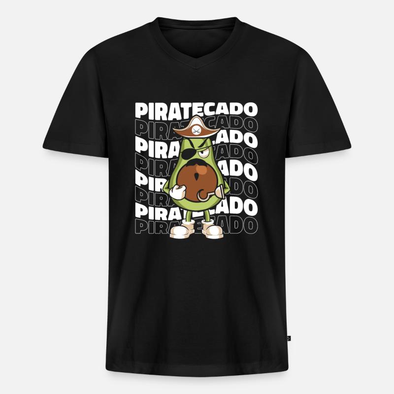Pirate - Männer Premium Bio T-Shirt mit V-Ausschnitt - Schwarz