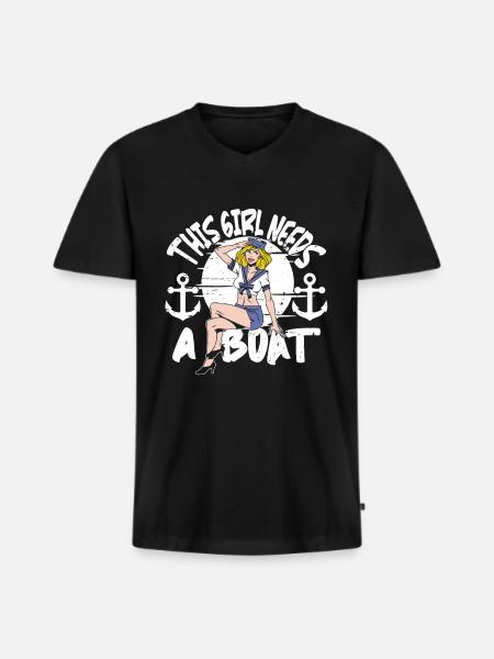 Seglen Segelboot Segler - Männer Premium Bio T-Shirt mit V-Ausschnitt - Schwarz