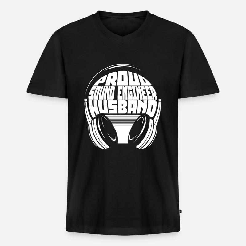Tontechniker Sound Audio Engineer - Männer Premium Bio T-Shirt mit V-Ausschnitt - Schwarz