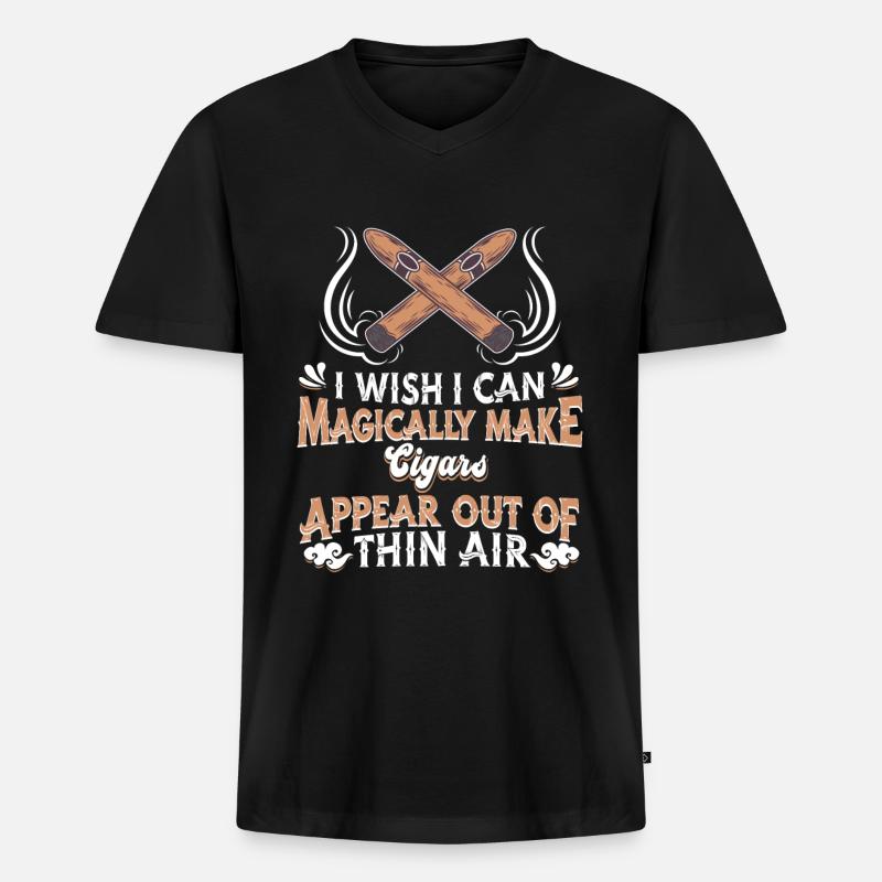 Zigarre - Männer Premium Bio T-Shirt mit V-Ausschnitt - Schwarz