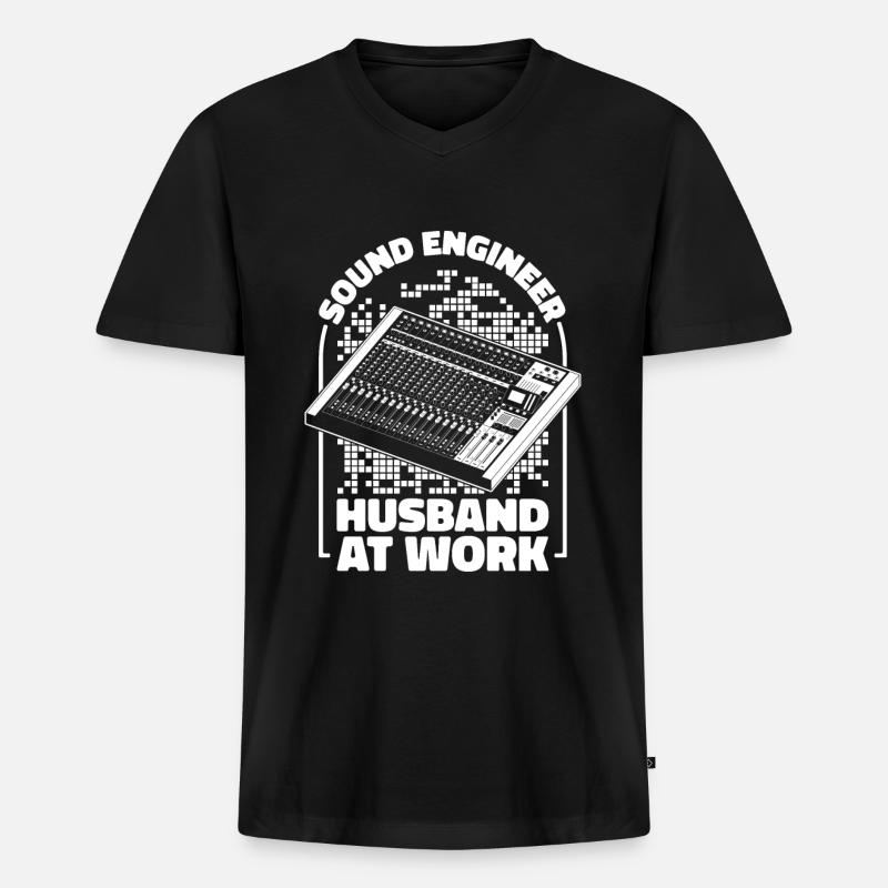 Tontechniker Sound Audio Engineer - Männer Premium Bio T-Shirt mit V-Ausschnitt - Schwarz