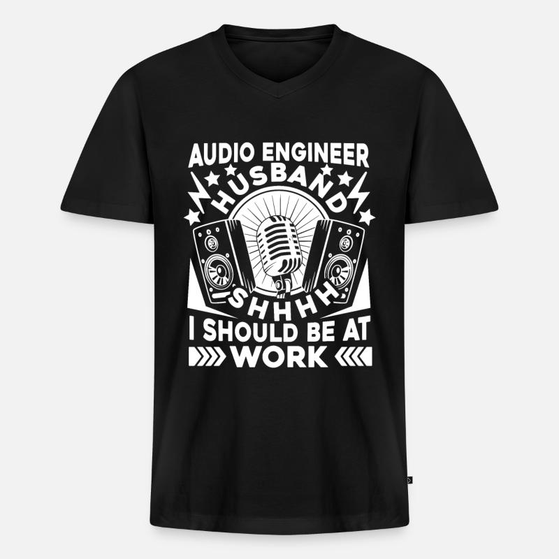 Tontechniker Sound Audio Engineer - Männer Premium Bio T-Shirt mit V-Ausschnitt - Schwarz