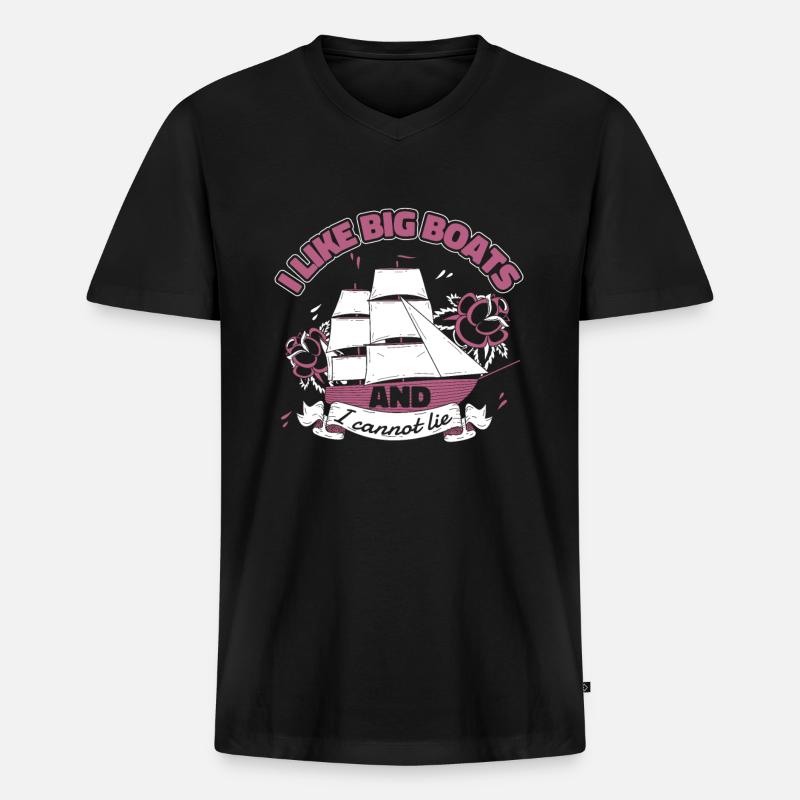 Seglen Segelboot Segler - Männer Premium Bio T-Shirt mit V-Ausschnitt - Schwarz