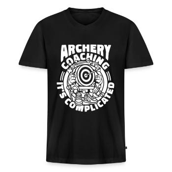 Tir à l’arc Flèche Tir à l’arc Tir à l’arc - T-shirt encolure en V Premium bio Homme - noir - Devant - Nico (187cm)