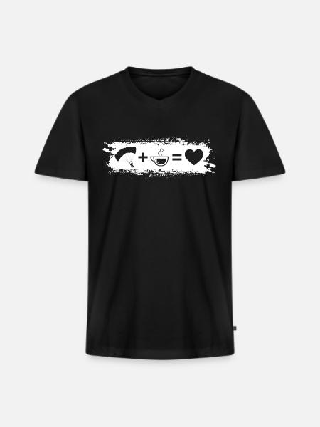 Grunge Rectangle - Heart - Coffee - Paragliding - Men's Premium Organic T-shirt with V-neck - black