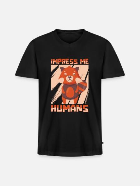 Red panda - Men's Premium Organic T-shirt with V-neck - black