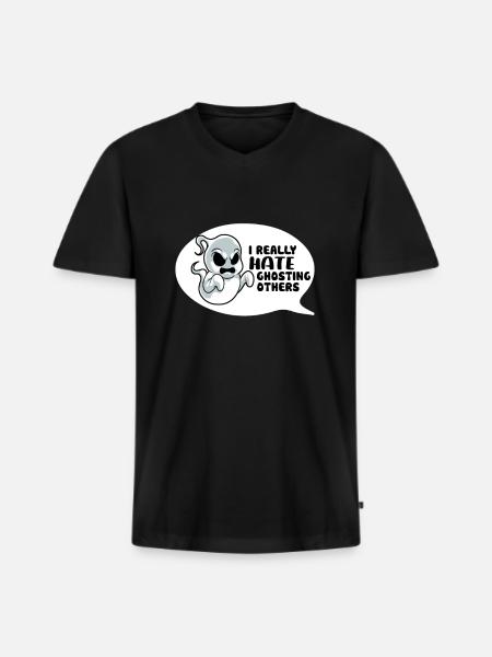 Halloween Funny Ghost - Men's Premium Organic T-shirt with V-neck - black