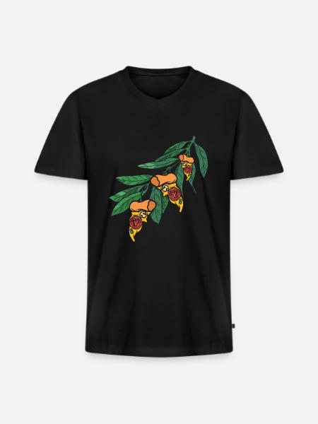 Pizza Leaves - Men's Premium Organic T-shirt with V-neck - black