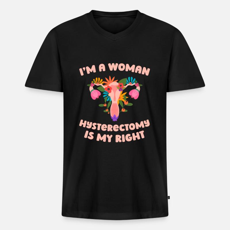 Hysterektomie Blumen - Männer Premium Bio T-Shirt mit V-Ausschnitt - Schwarz
