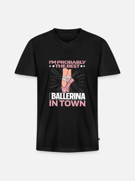Ballet Balerina Witzig - T-shirt encolure en V Premium bio Homme - noir