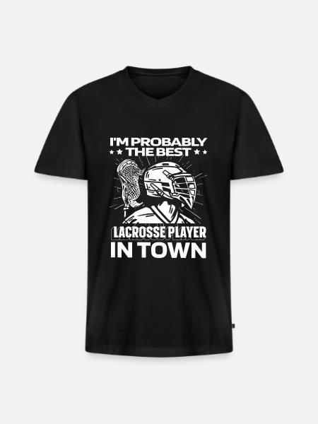 Lacrosse Funny - Men's Premium Organic T-shirt with V-neck - black