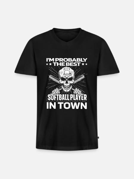 Softball Funny - Men's Premium Organic T-shirt with V-neck - black