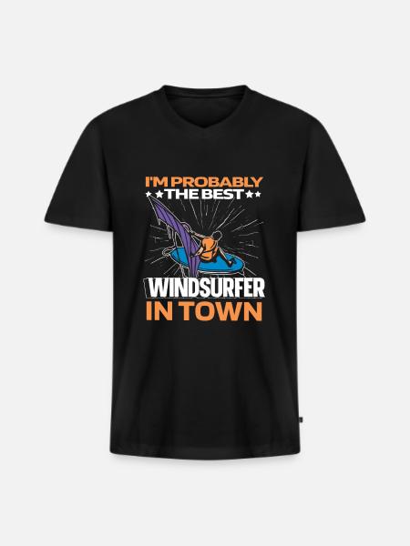 Windsurfing Windsurfer Funny - Men's Premium Organic T-shirt with V-neck - black