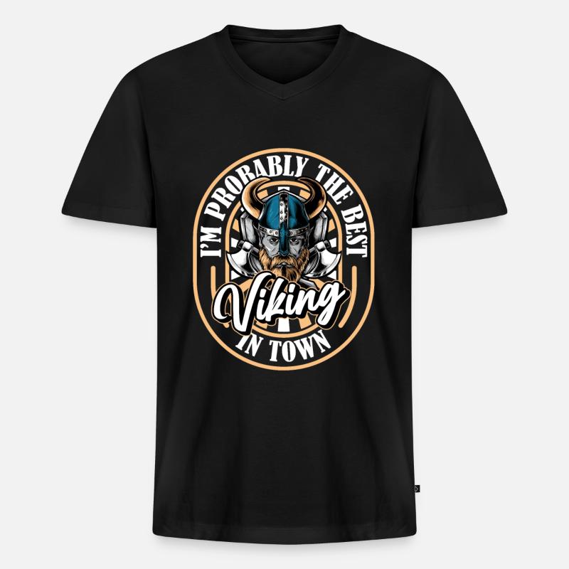 Wikinger Axt - Männer Premium Bio T-Shirt mit V-Ausschnitt - Schwarz
