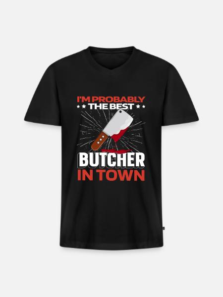 Boucher boucher boucher - T-shirt encolure en V Premium bio Homme - noir