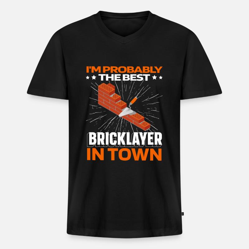Brique de maçonnerie - T-shirt encolure en V Premium bio Homme - noir
