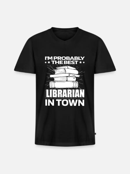 Librarian Lustig - Men's Premium Organic T-shirt with V-neck - black